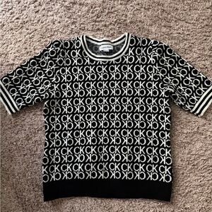 Calvin Klein Monogram Black and White Crewneck Sweater